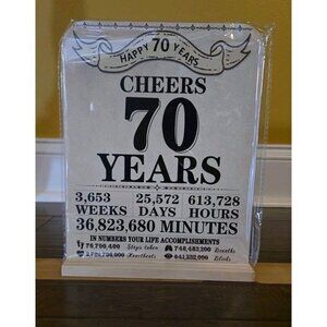 The Party Times 70th Birthday Party Decor Display Board Plaque W Holder New 8x10